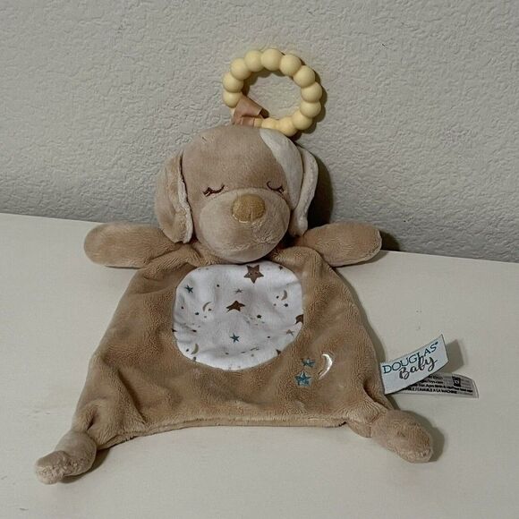 Douglas Baby Auggie Tan Puppy Teether Security Blanket Lovey Lovie - Picture 1 of 9